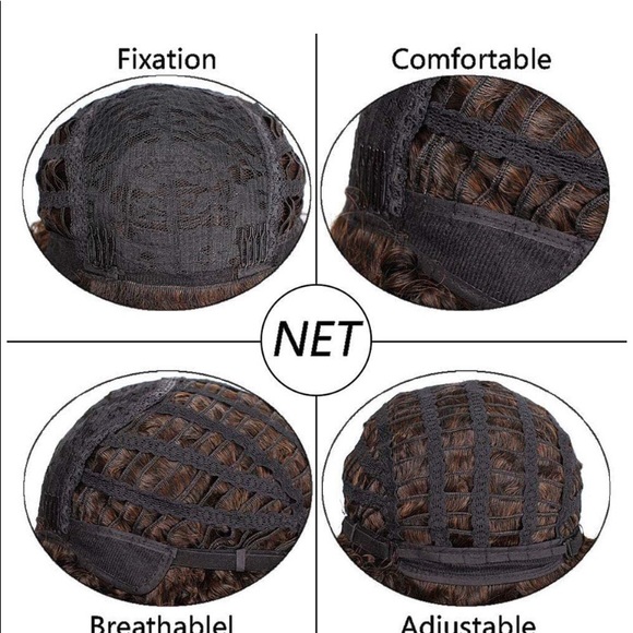 #418 Psalms Brown/black curly synthetic wig - Picture 4 of 4